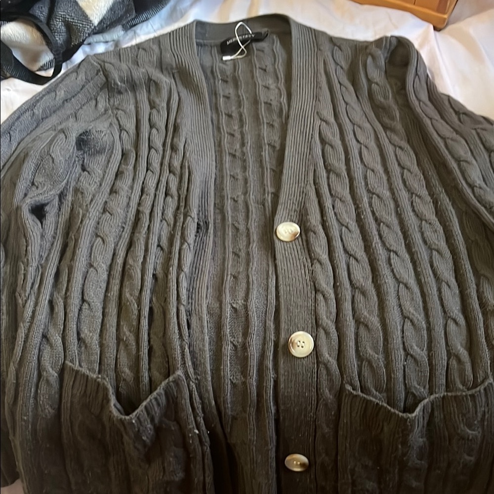 Women's Cable Knit Cardigan - Black